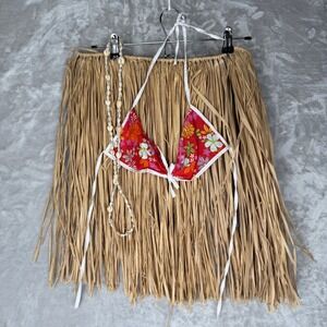 Kids Tropical Hawaiian Hula Costume Skirt & Bikini Top Fun Beach Party Outfit